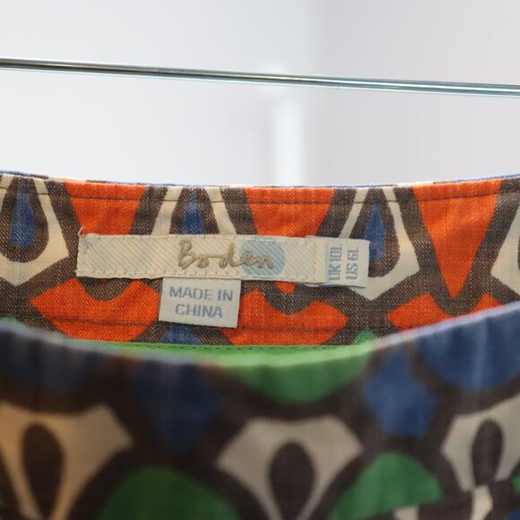 Boden Size 6L A-Line Skirt Geometric Print Multicolor Mod Style - Picture 6 of 6